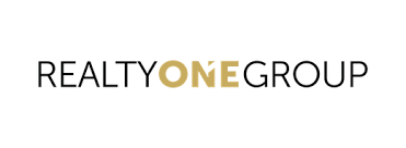 Logo of realty one group, featuring black text on a white background with "one" emphasized in a larger, bold font.